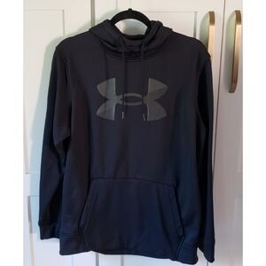 Under Armour Hoodie Mens M Black ColdGear Loose Fit Fleece Thermal Pullover